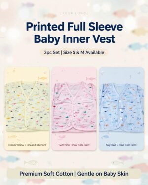 Printed Full Sleeve Baby Vest — 3 Pack