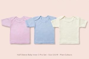 BabyLux Half Sleeve Baby Inner 3 Pcs Set - Soft Cotton | Size S & M - Pink Blue Cream