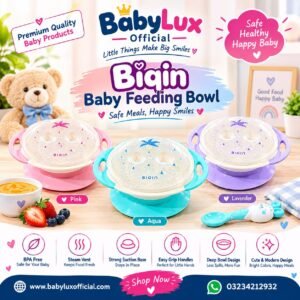 Biqin Baby Suction Feeding Bowl with Lid  - BPA Free