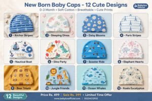 New Born Baby Printed Caps
