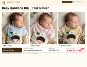 Baby Bandana Bib - Cute Pear Applique Design