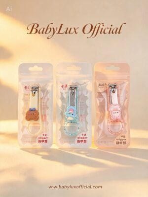 Baby Nail Clipper 3 Designs Set - Brown Bear, Blue Cat, Pink Bunny - Glitter Transparent Body | Safety First | Cute Cartoon